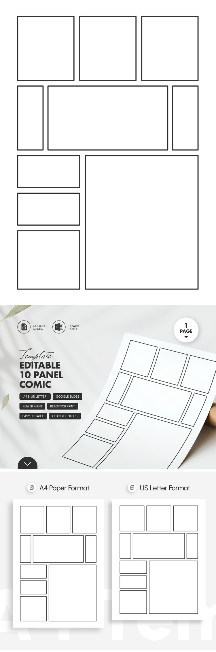 Free Editable 10 Panel Comic Template In Google Slides