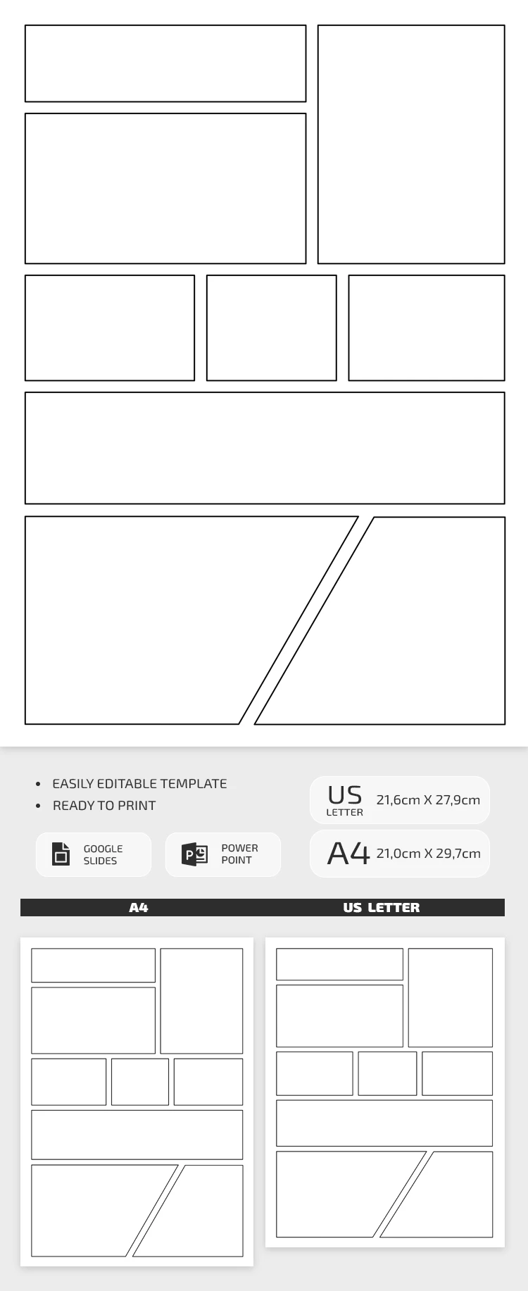 Editable 9 Panel Comic Template - free Google Docs Template - 10072727