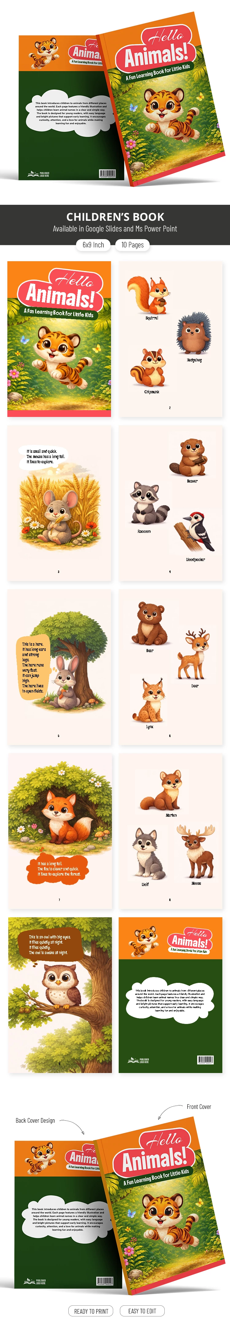 Preview of Editable Children's Book Template | Ages 2-5 for Google Slides and Microsoft PowerPoint
