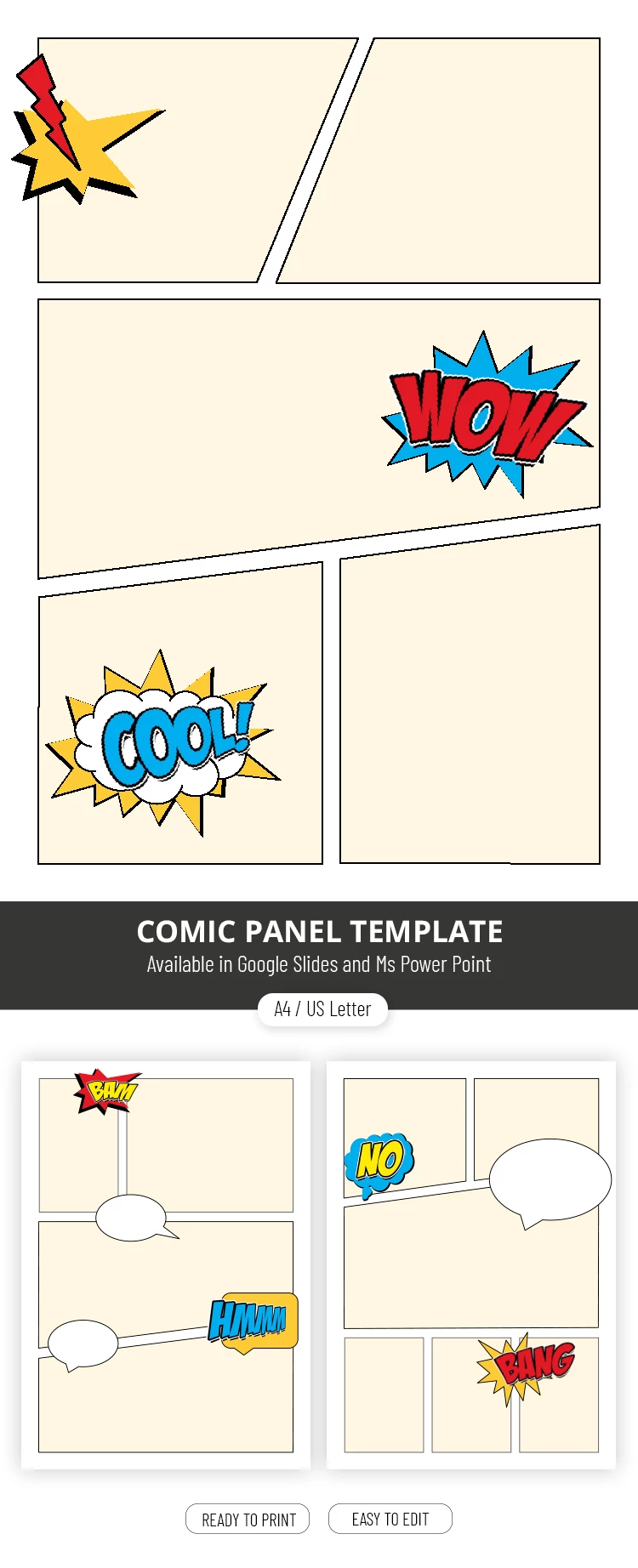 Editierbares Comic-Layout – Erstelle deine eigenen Comics - free Google Docs Template - 10071954