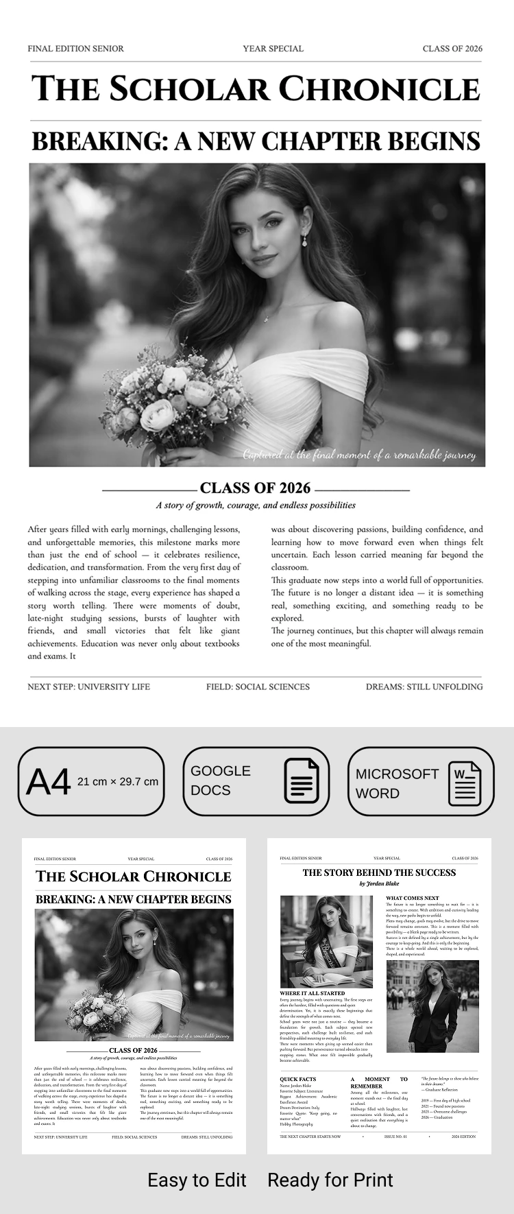 Free Editable Graduation Newspaper Template for Google Docs and ...