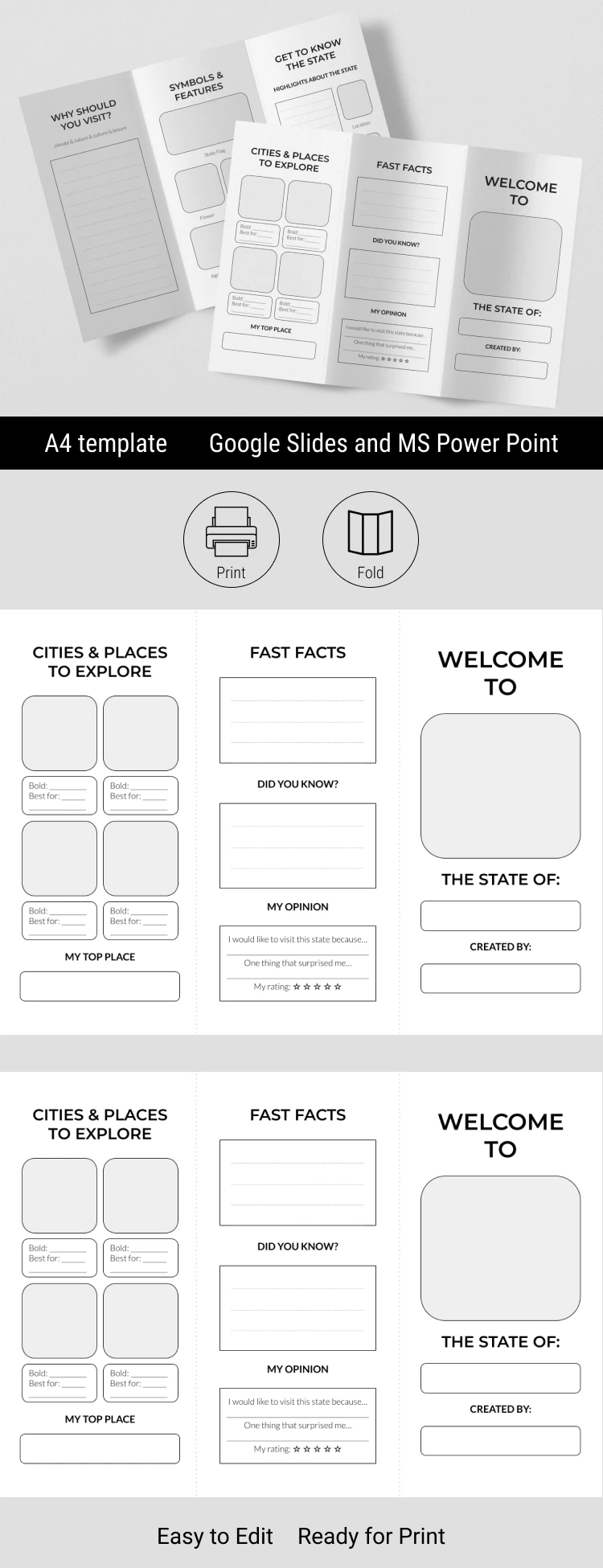 Modèle de brochure de voyage d'État modifiable - free Google Docs Template - 10072487