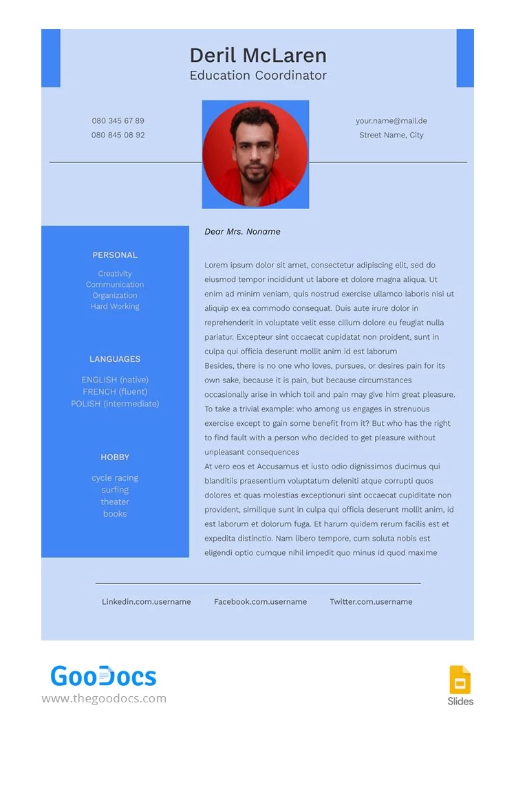Education Coordinator Cover Letter - free Google Docs Template - 10065763