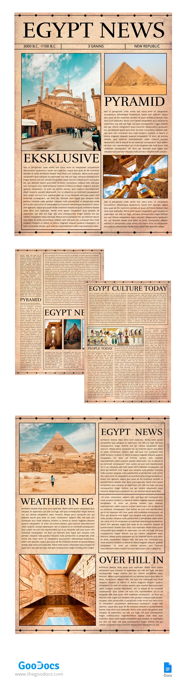 Journal égyptien - free Google Docs Template - 10065740