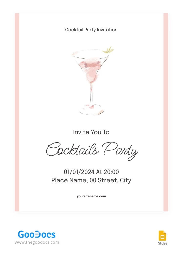 Elegante invito a una festa di cocktail - free Google Docs Template - 10066121