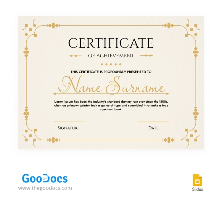 Certificat de Félicitations Élégant - free Google Docs Template - 10065244