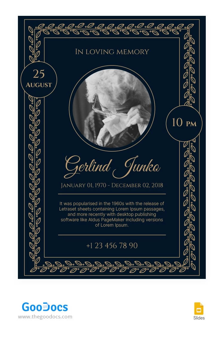 Elegantes folhetos de funeral - free Google Docs Template - 10065248