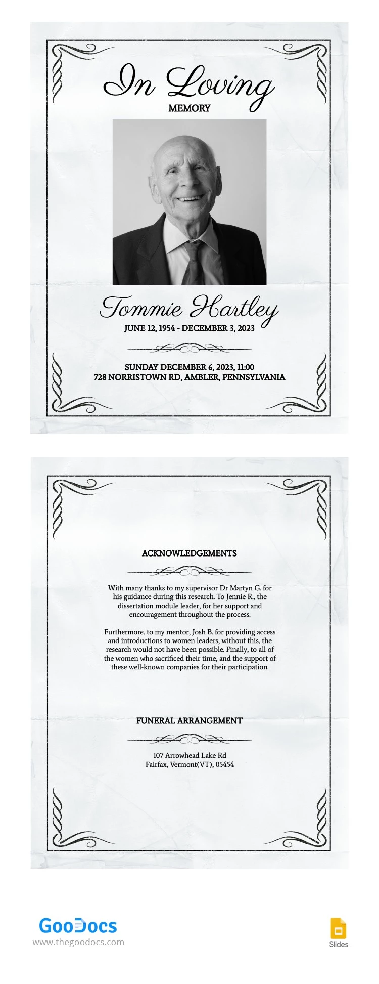 Elegant White Funeral Program - free Google Docs Template - 10063829