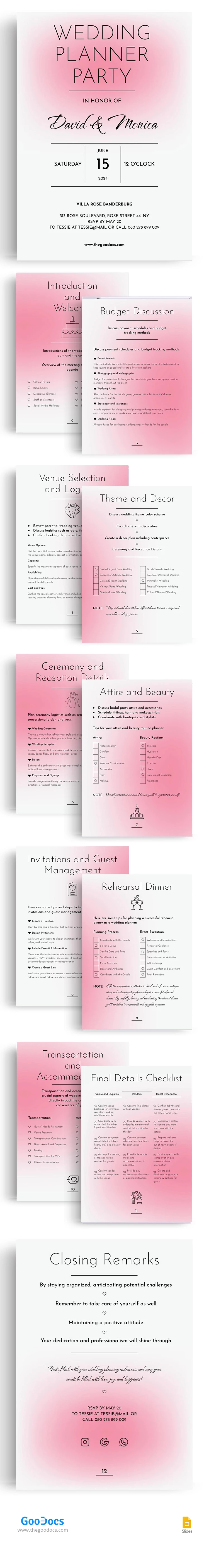 Verlauf Hochzeitsplaner - free Google Docs Template - 10068443