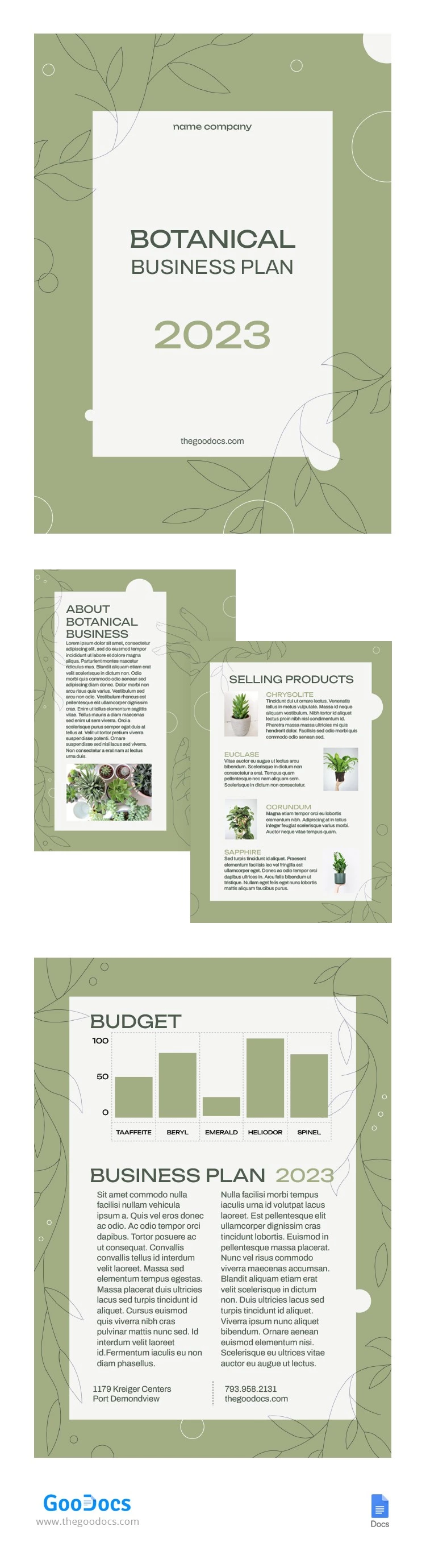 Plan d'entreprise botanique élégant et vert. - free Google Docs Template - 10066145