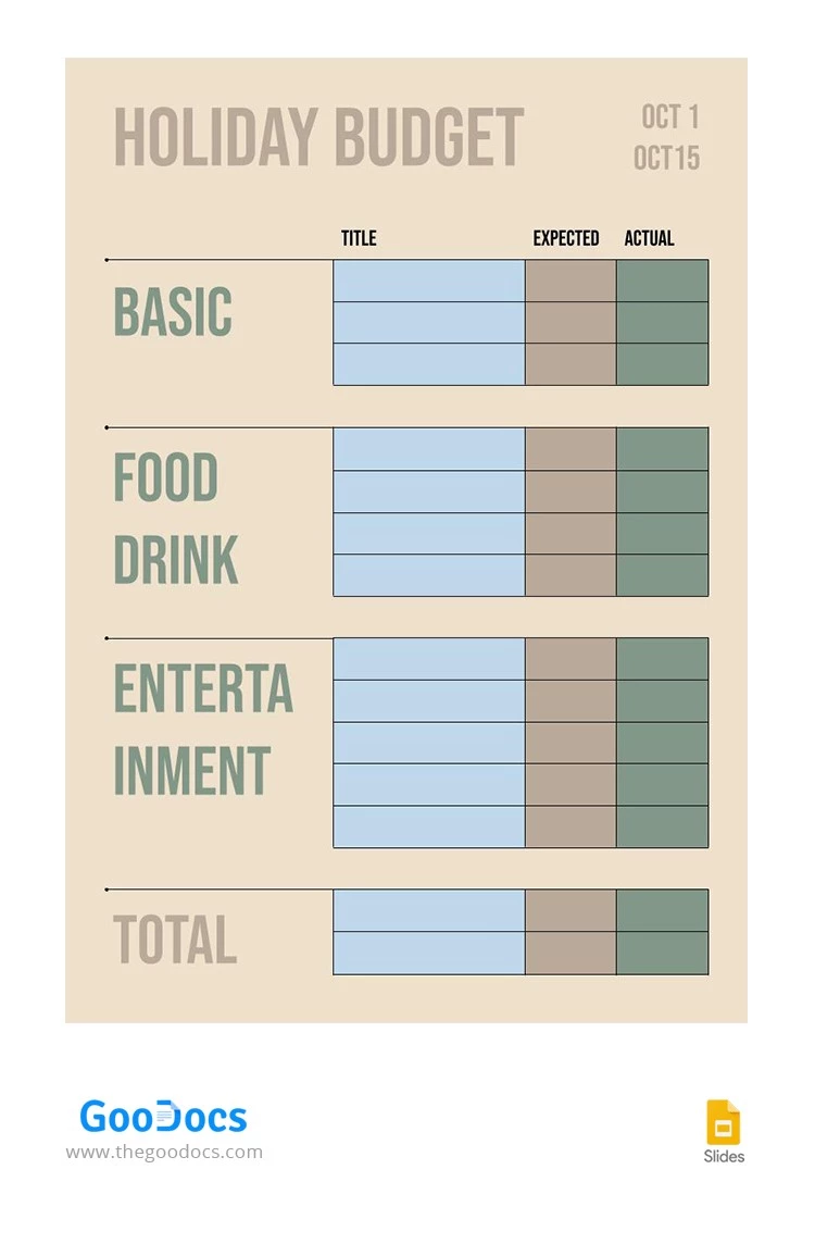 Budget de vacances élégant - free Google Docs Template - 10064793