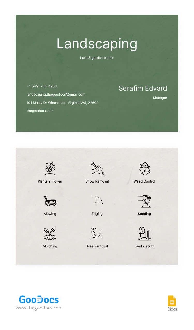 Elegant Landscaping Business Card - free Google Docs Template - 10064921