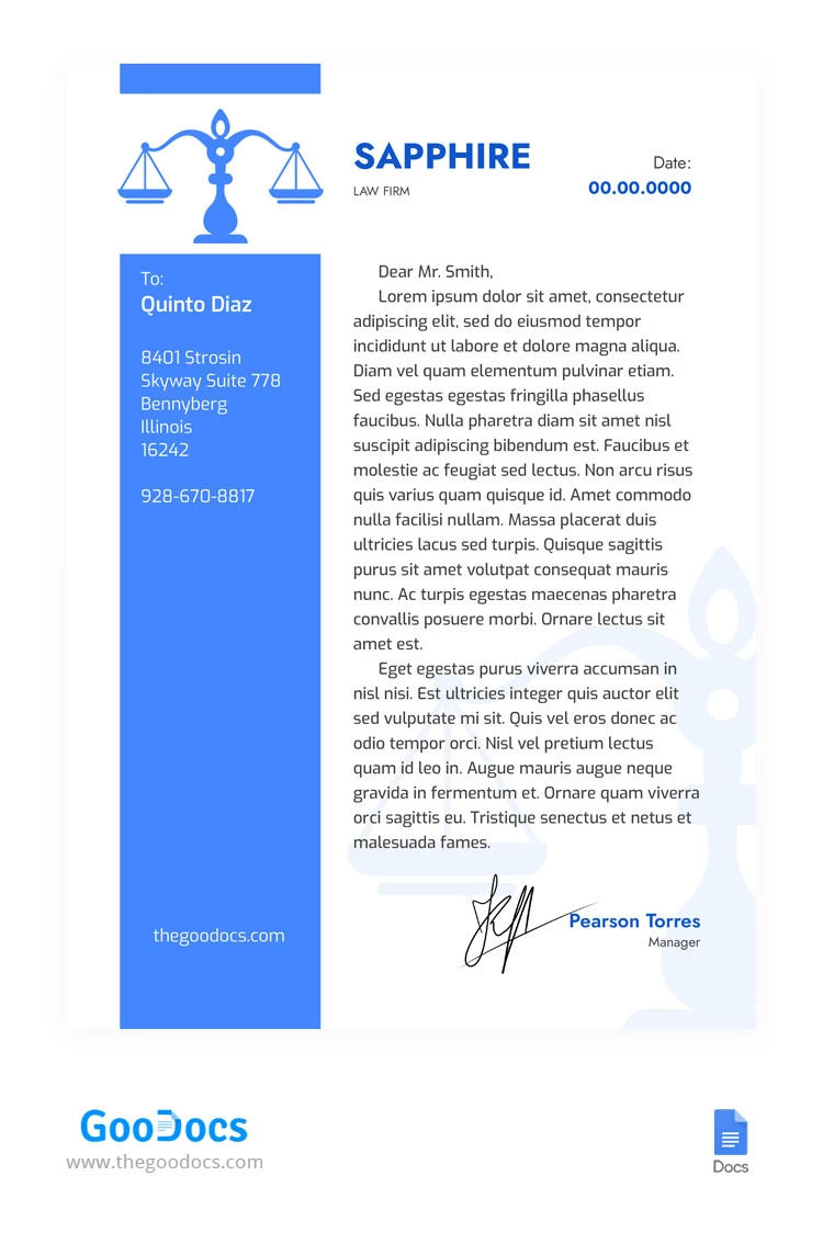 Carta intestata elegante e minimalista per studi legali - free Google Docs Template - 10065627
