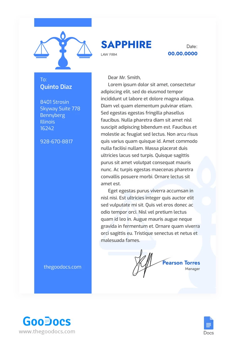 Minimalistic Elegant Law Firm Letterheads - free Google Docs Template - 10065627