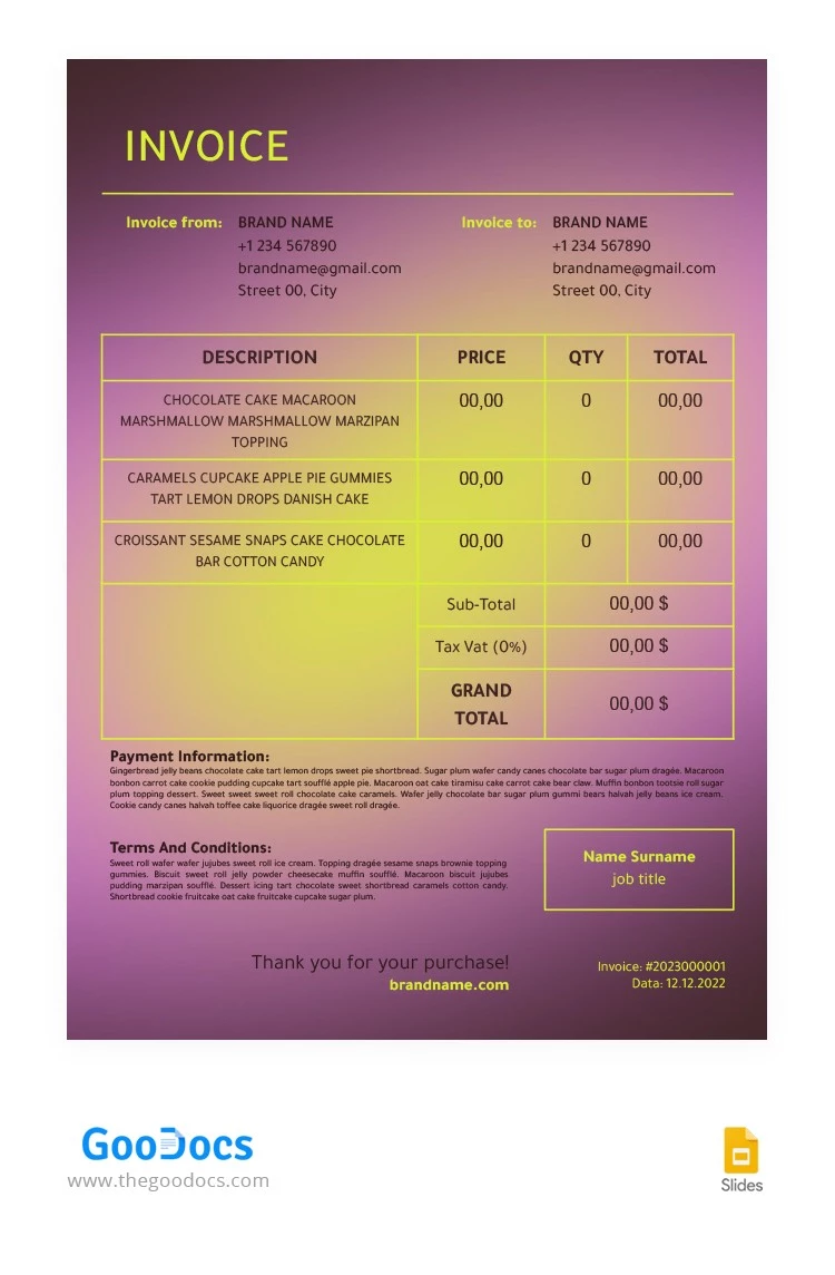 Elegant Plum Invoice - free Google Docs Template - 10063959