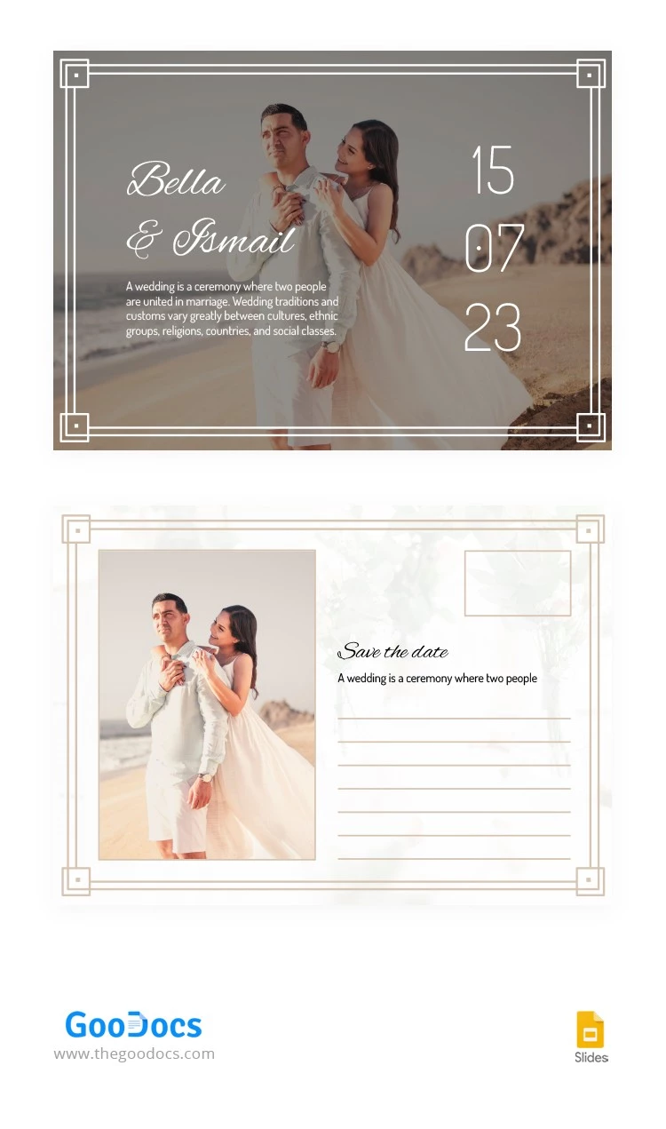 Elegante tarjeta postal Save the Date. - free Google Docs Template - 10065108