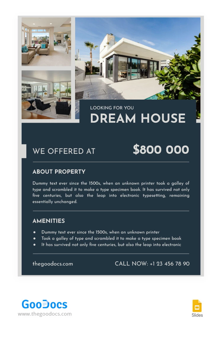 Elegante cartel de bienes raíces - free Google Docs Template - 10065401