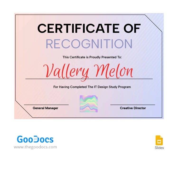 Certificato di Riconoscimento Elegante - free Google Docs Template - 10064552