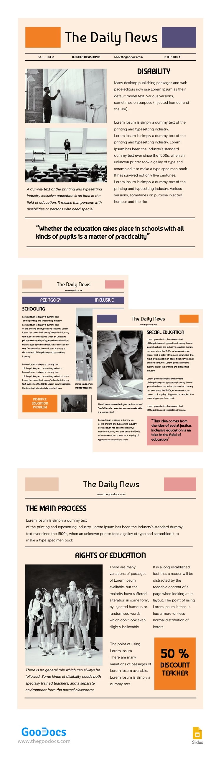 Elegant Teacher Newspaper - free Google Docs Template - 10065260