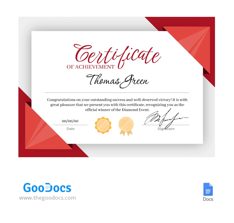 Elegant Winner Certificate - free Google Docs Template - 10066614
