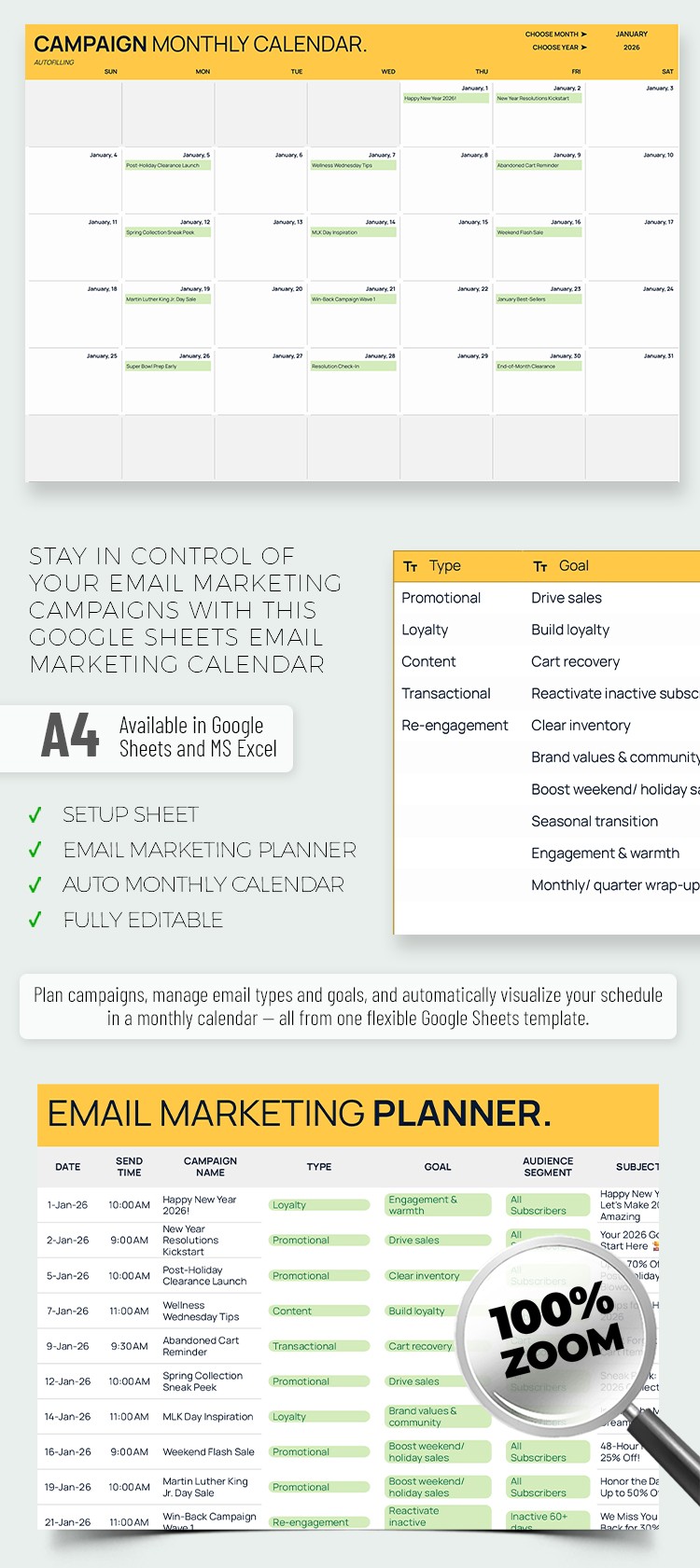 Free Modello di calendario di Email Marketing Modello in Google Sheets ...