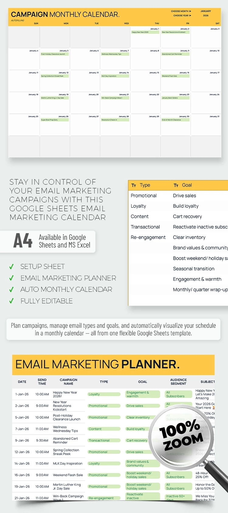Modello di calendario di Email Marketing - free Google Docs Template - 10072459