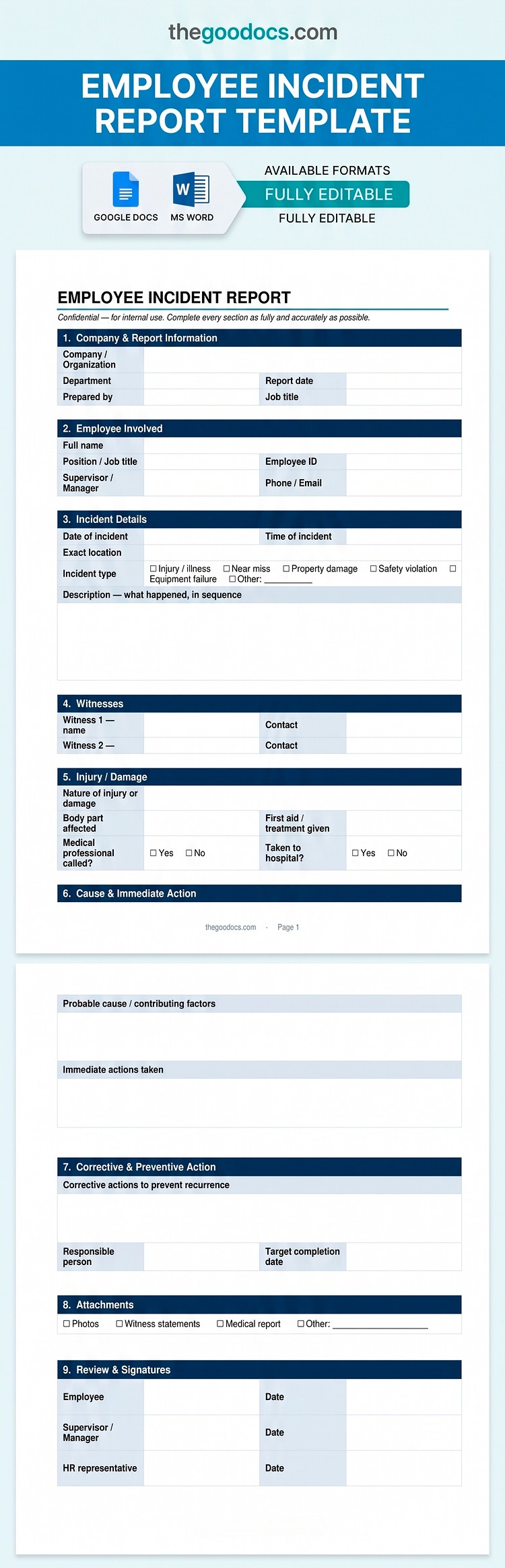 Free Employee Incident Report Template in Google Docs and Microsoft ...