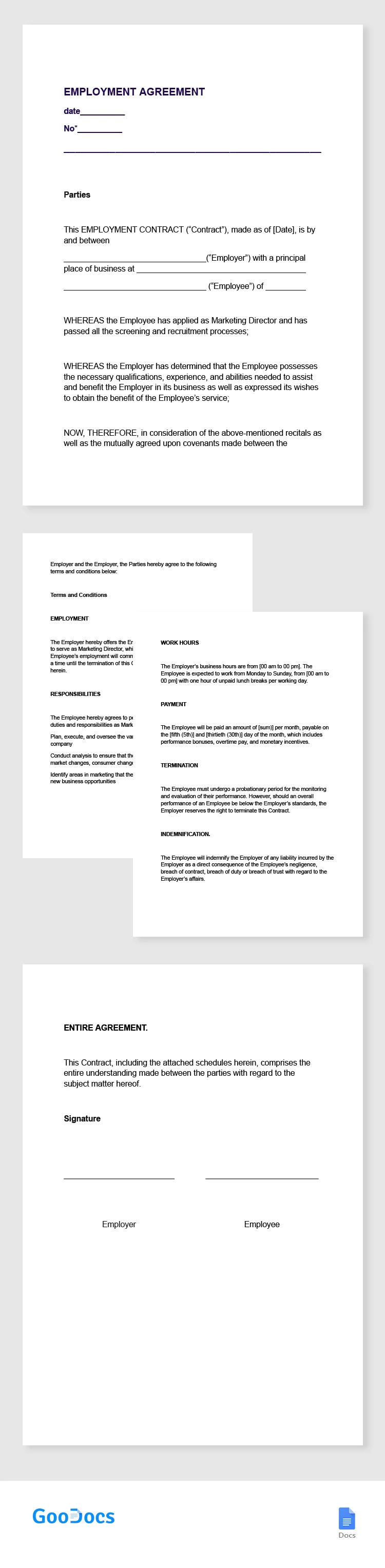 Contrat de travail - free Google Docs Template - 10065340