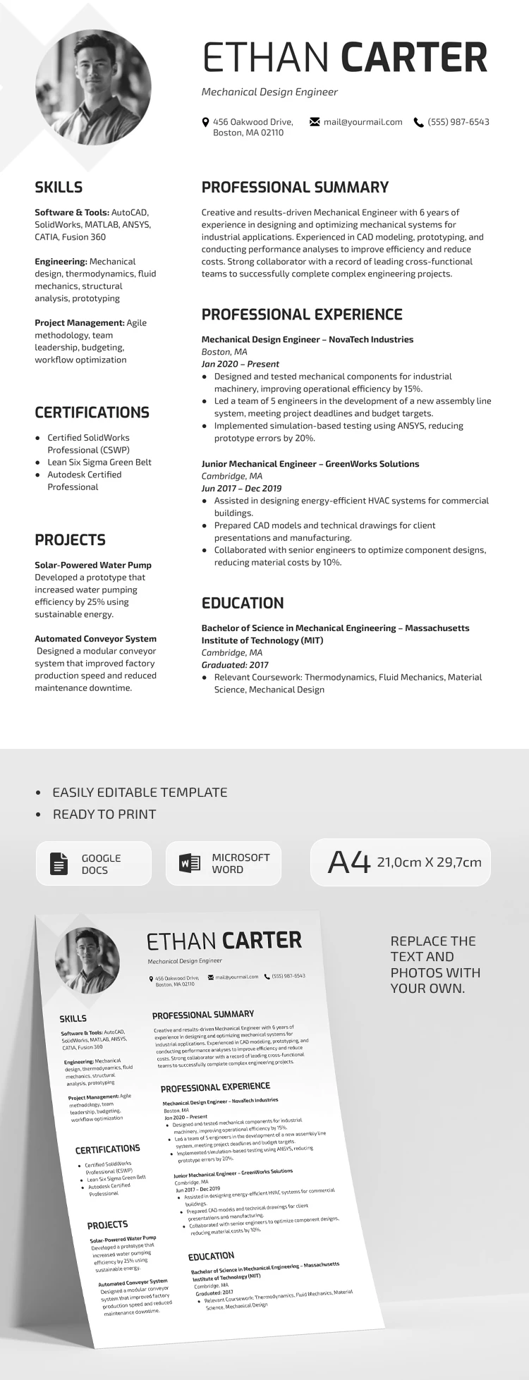 Engineering Resume Template - free Google Docs Template - 10071713