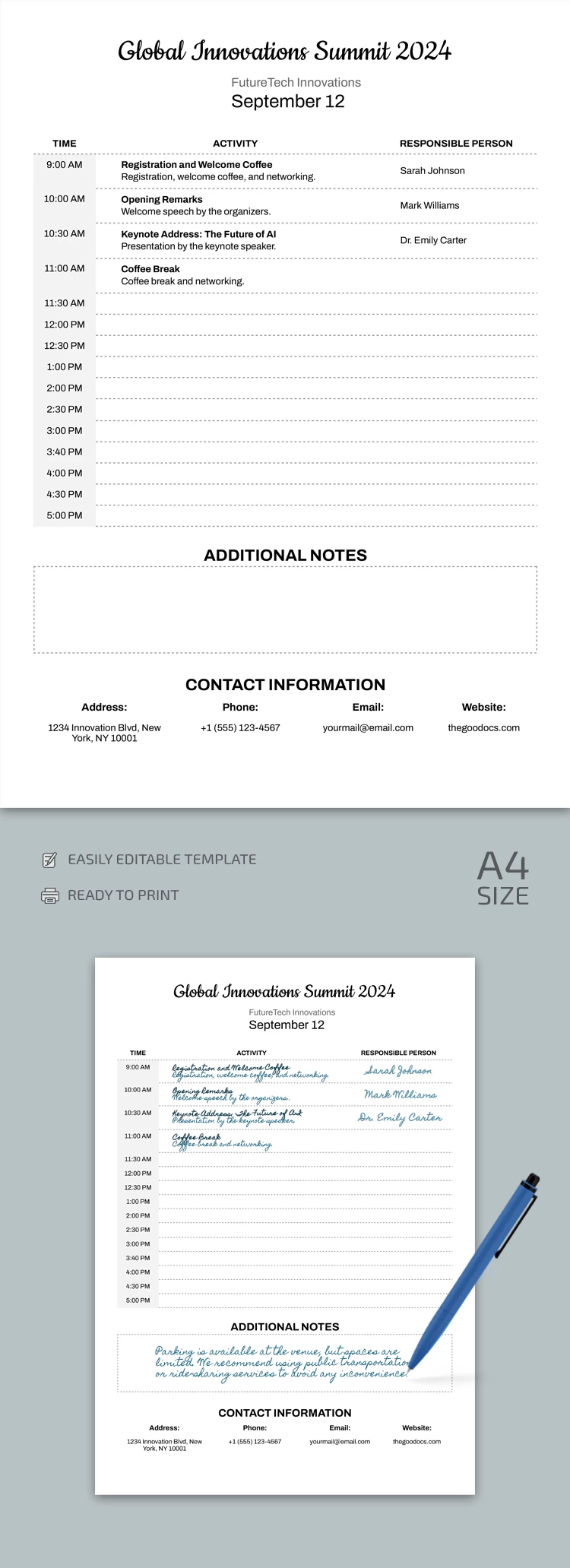 Event Agenda - free Google Docs Template - 10069138