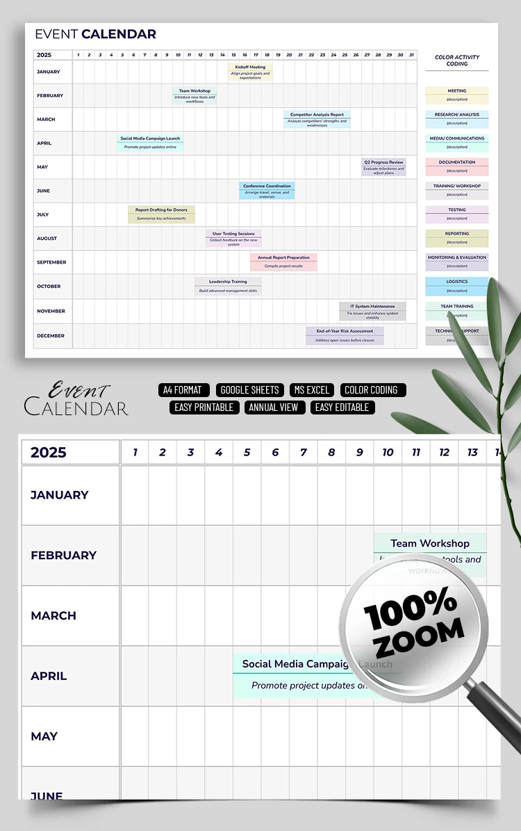 Elegant Event Calendar - free Google Docs Template - 10069789