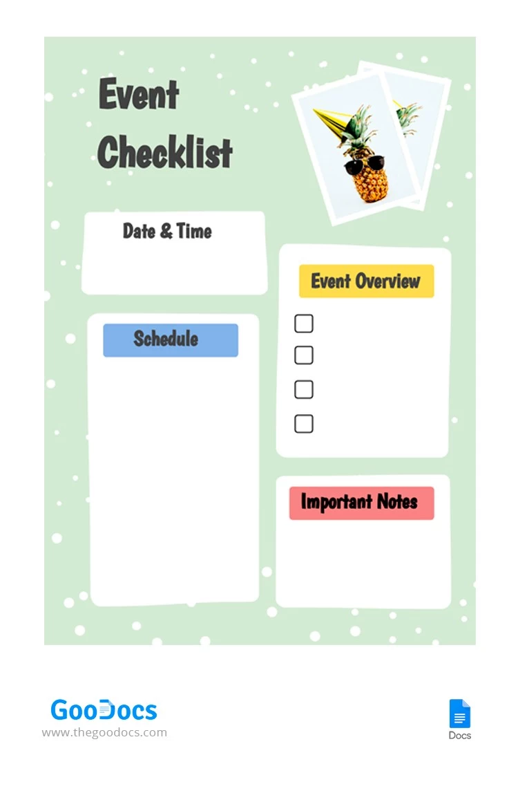 Event Checklist - free Google Docs Template - 10062163