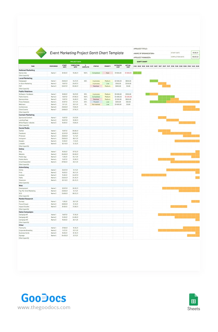 Event Marketing Project Gantt Chart - free Google Docs Template - 10063117