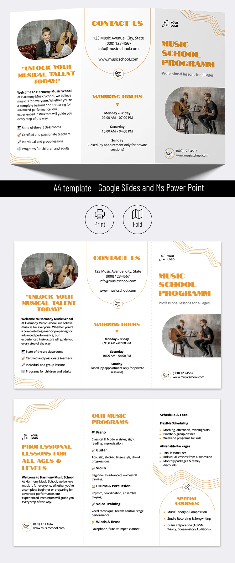 Music School Programs Brochure - free Google Docs Template - 10062770