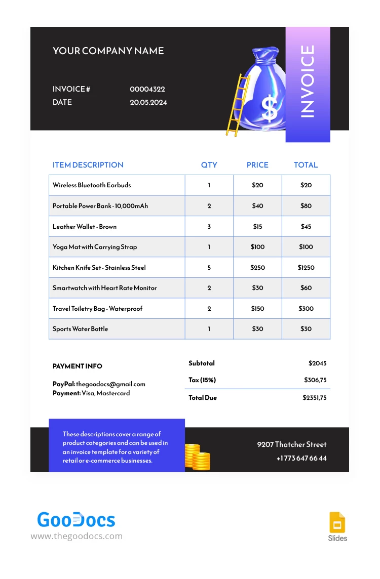 Factura genérica exclusiva - free Google Docs Template - 10068378