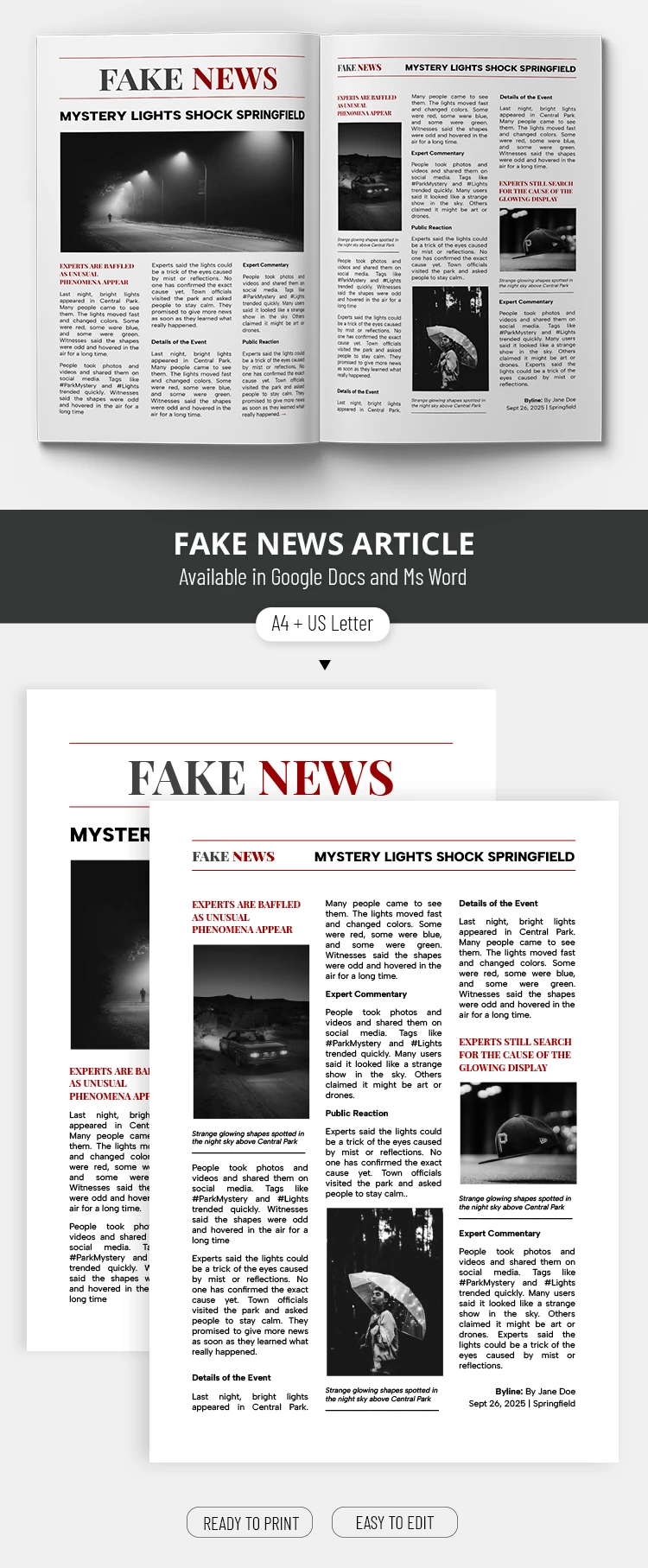 Modèle d'article de fausses nouvelles - free Google Docs Template - 10071747