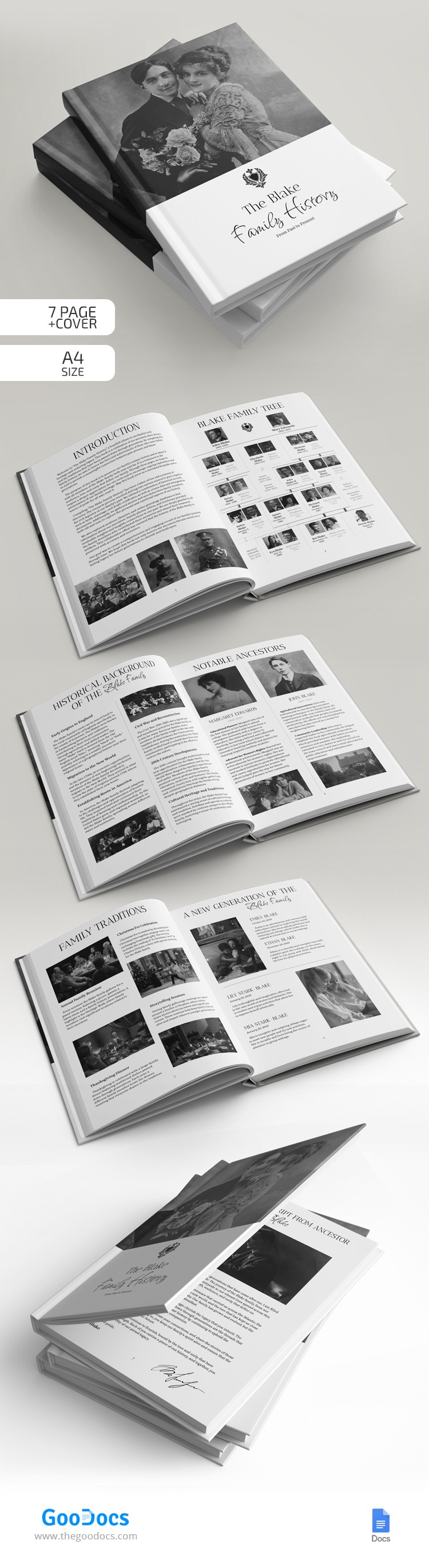 family history book template in google docs and microsoft word