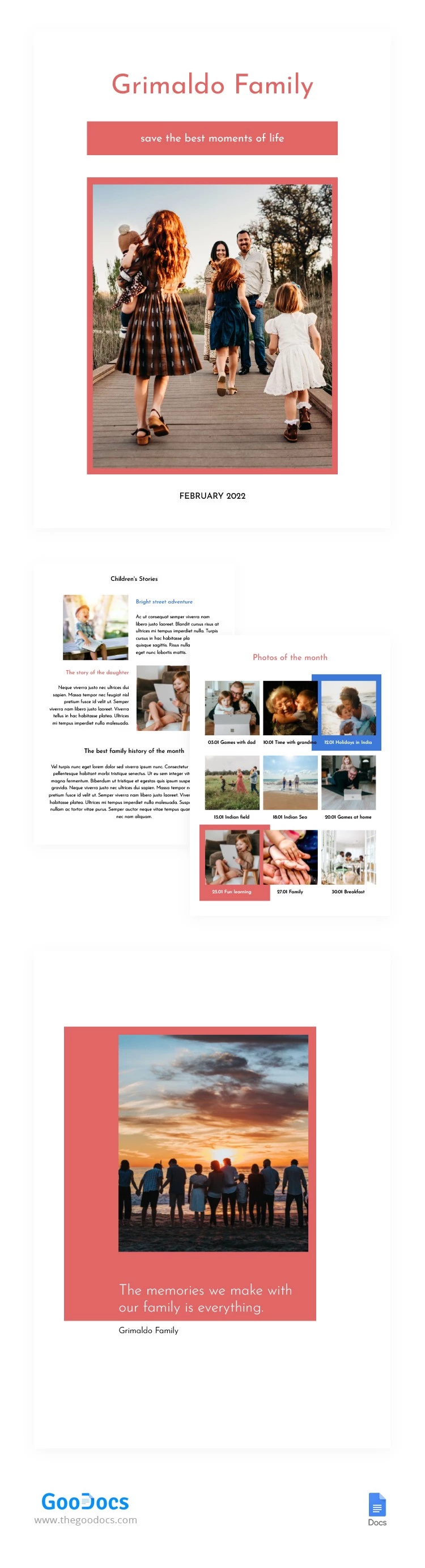 Álbum de fotos da família - free Google Docs Template - 10063489