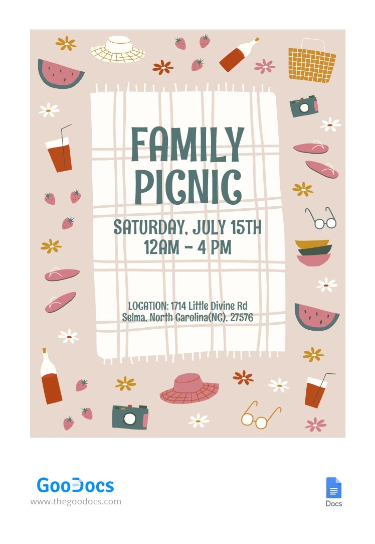 Family Picnic Flyer - free Google Docs Template - 10064250