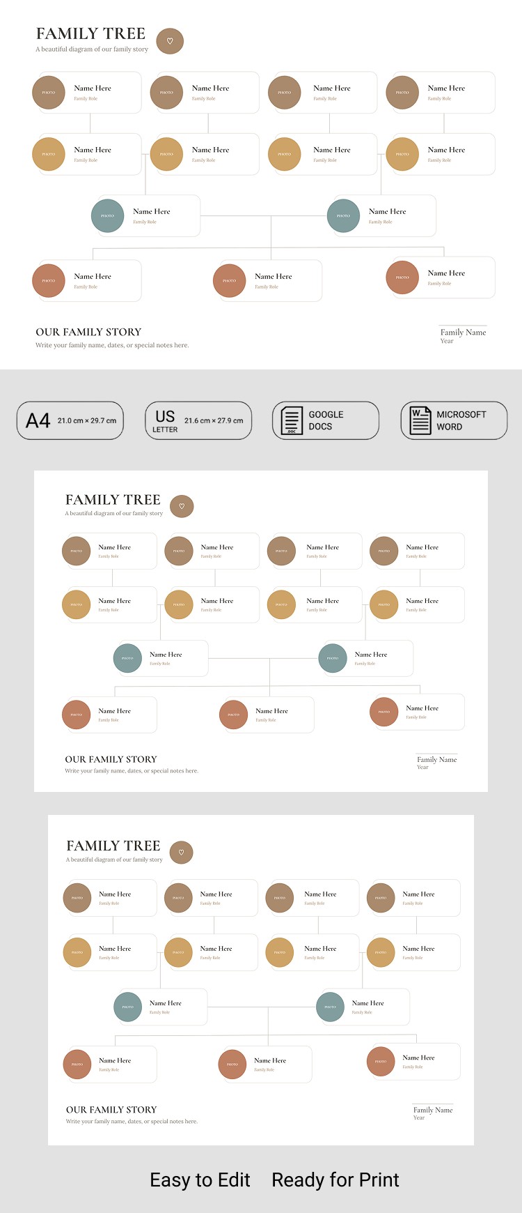 Free Family Tree Diagram Template in Google Docs and Microsoft Word ...