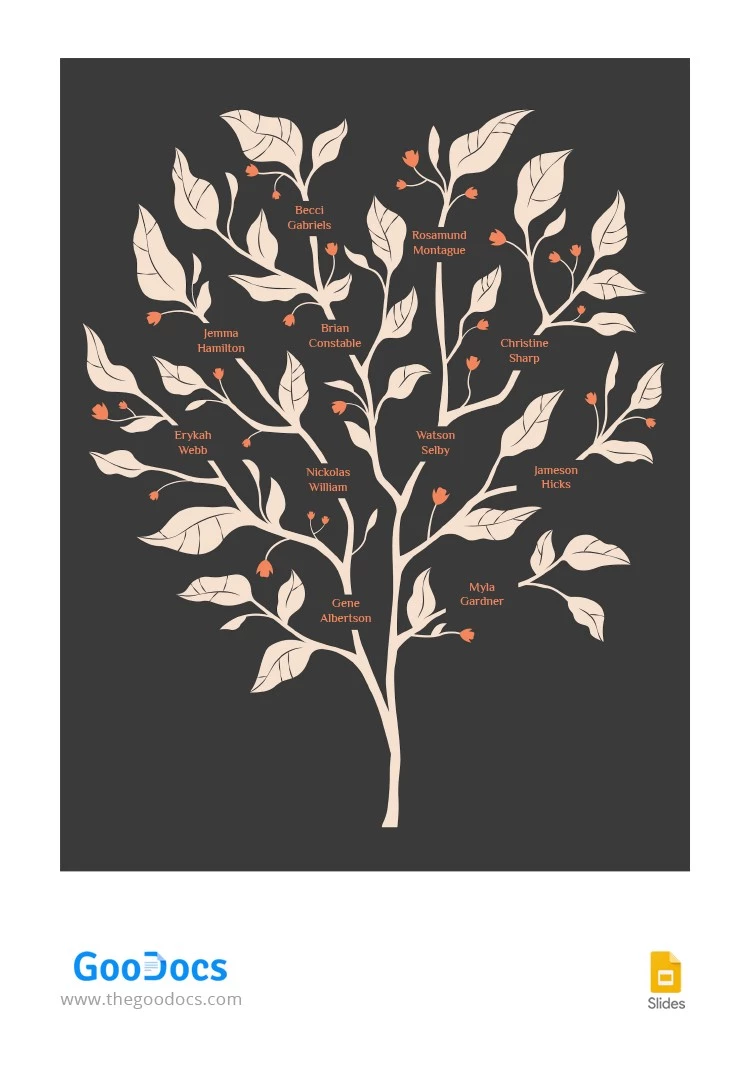 Familienstammbaum auf dunklem Hintergrund - free Google Docs Template - 10063936