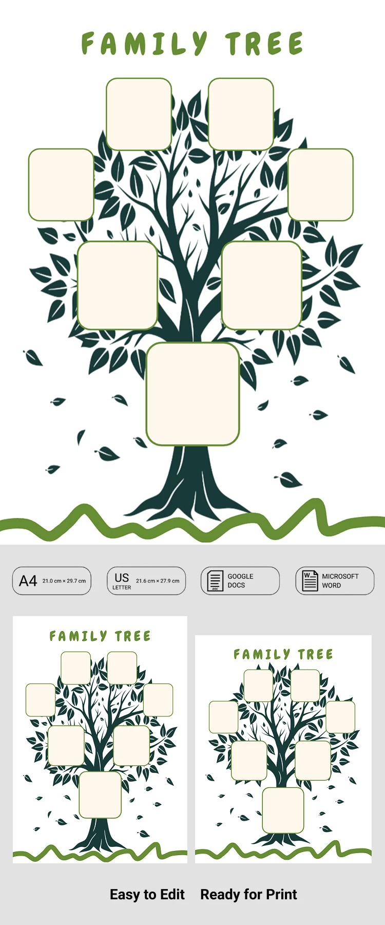 Preview of Family Tree Outline Template for Google Docs and Microsoft Word