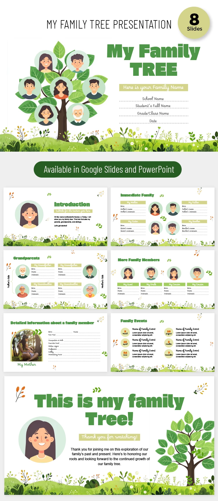 Family Tree Slides for Elementary School - free Google Docs Template - 10069237