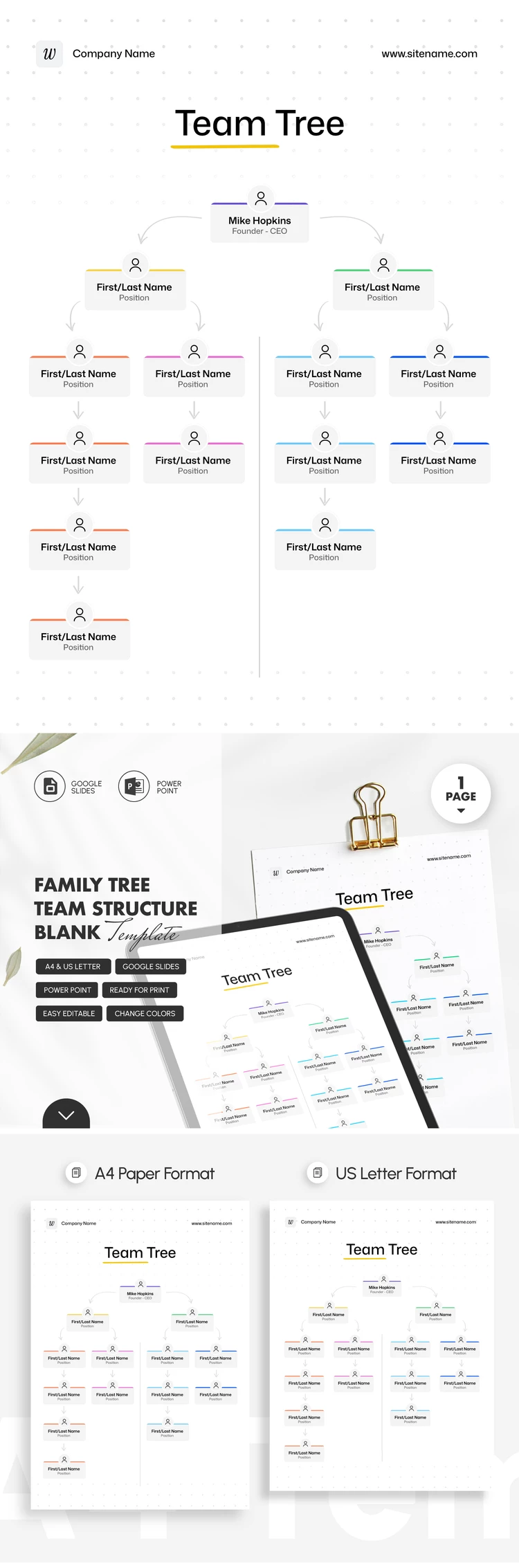 Preview of Family Tree Team Structure Blank Template for Google Slides and Microsoft PowerPoint