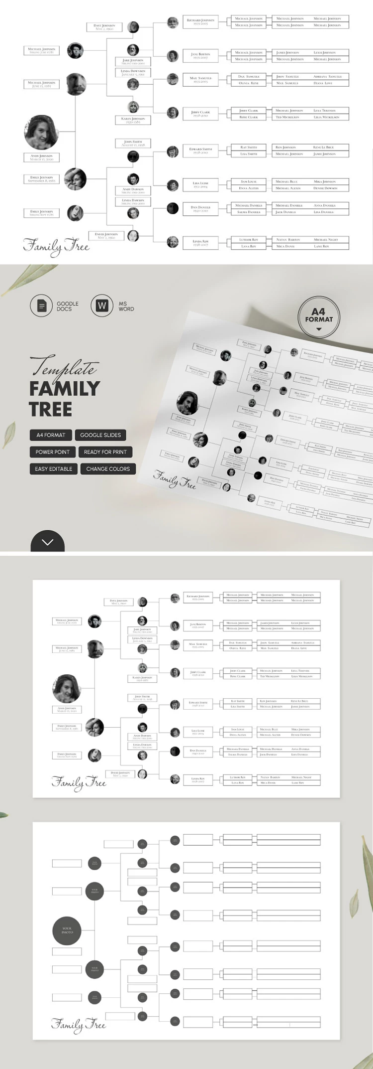 Árbol genealógico con hermanos - free Google Docs Template - 10069176