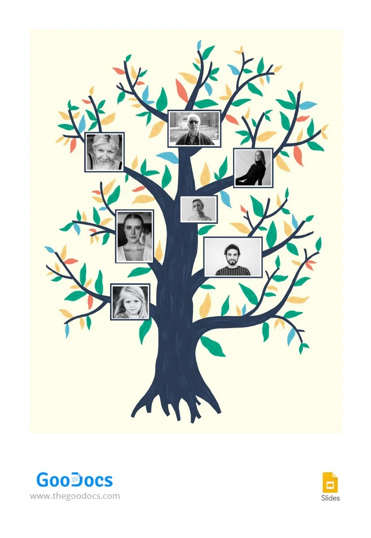 Family Tree with Colorful Leaves - free Google Docs Template - 10063817