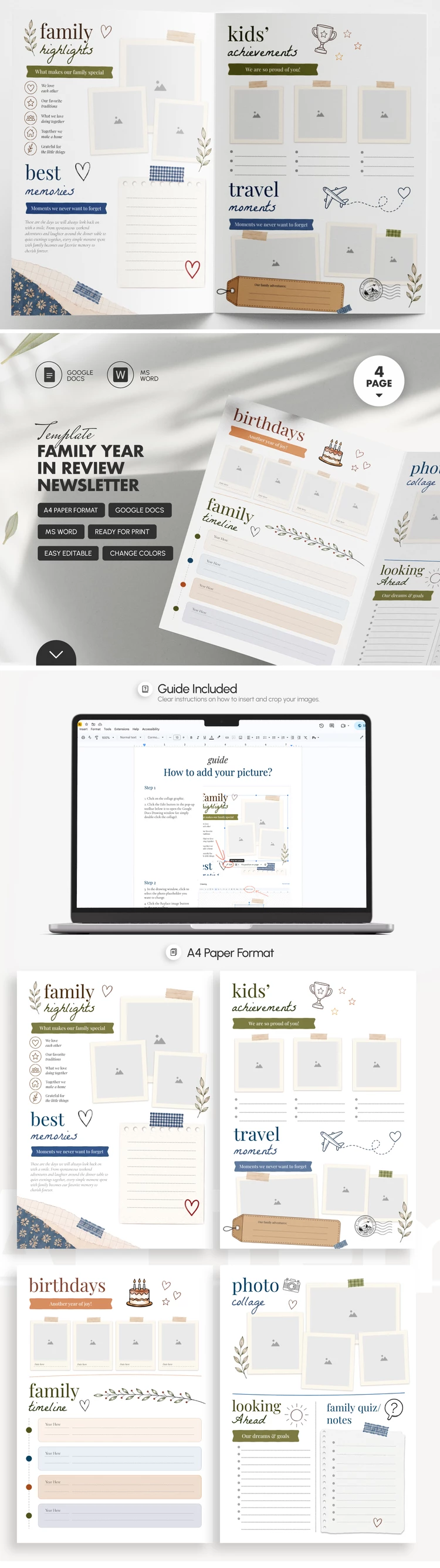 Preview of Family Year in Review Newsletter Template for Google Docs and Microsoft Word