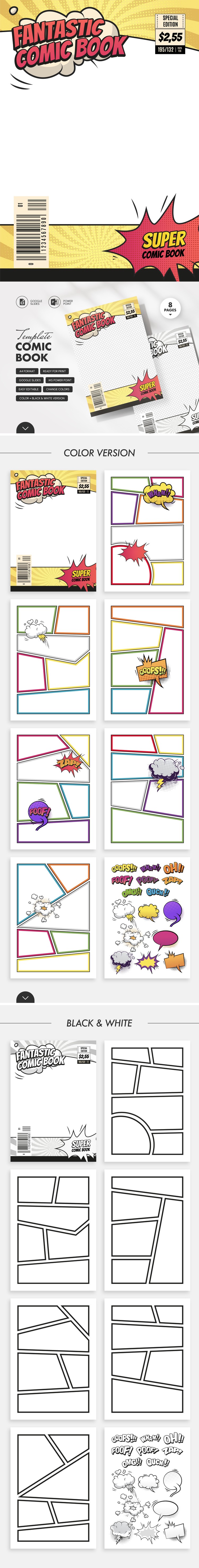 Plantillas de cómic en Google Slides y Powerpoint | thegoodocs.com, image size:750x5906