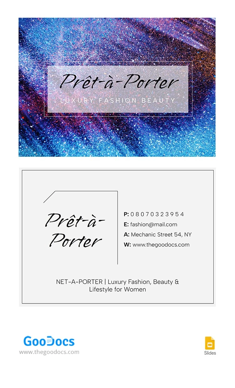 Fashion Glow Business Card - free Google Docs Template - 10064898