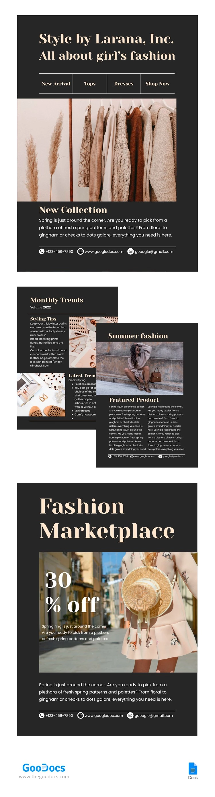 Fashion Look Newsletter - free Google Docs Template - 10064067